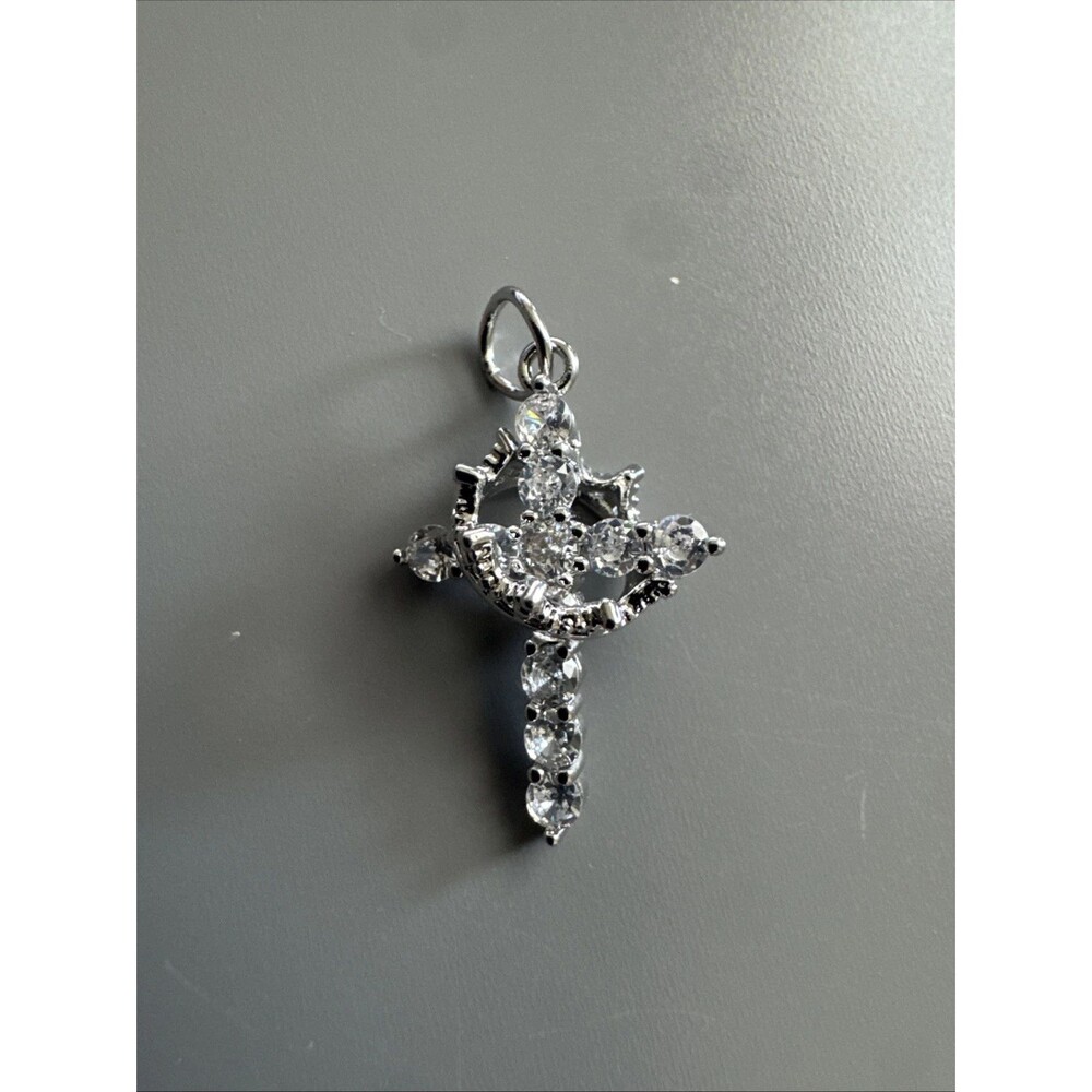 Cross Crown Pendant Silver Plated Stainless Steel 18” Necklace Gift  Jesus King